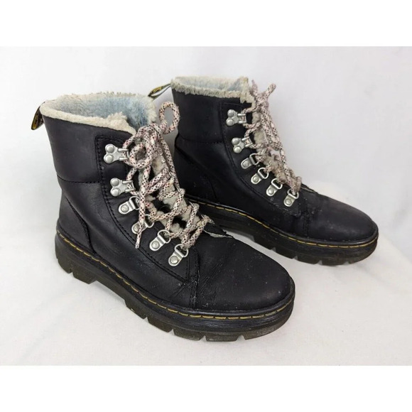 Dr. Martens Combs Wyoming Shearling Lined Lace Up Ankle Boots Docs Combat US 7 L - Picture 2 of 16